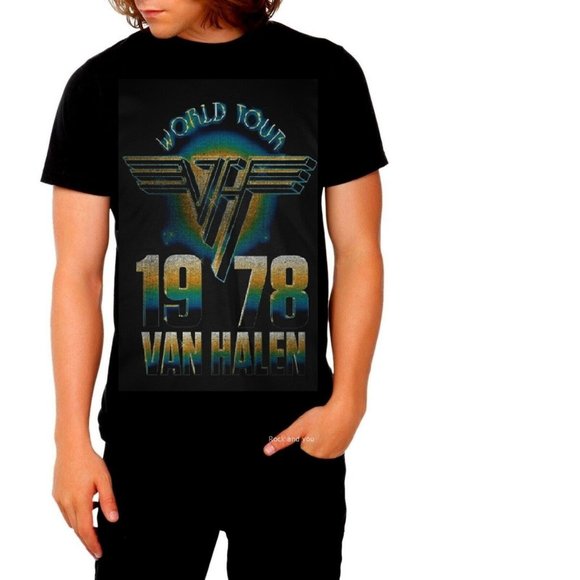 Van Halen World Tour 1978 Logo metal rock Official cotton T-Shirt L NWT - Picture 1 of 2